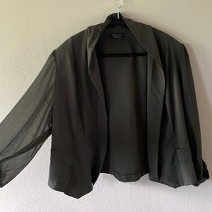 Green City Chic Blazer with Sheer Sleeves